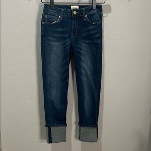 Hudson Jeans Girls Cuffed Hem Cropped Denim Roll Cuff Ankle Slim Vintage Skinny